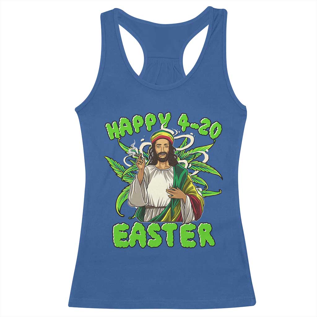 Funny Easter Day Christian Weed Racerback Tank Top Happy 420 Easter Jesus Smokes Stoner