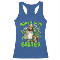 Funny Easter Day Christian Weed Racerback Tank Top Happy 420 Easter Jesus Smokes Stoner