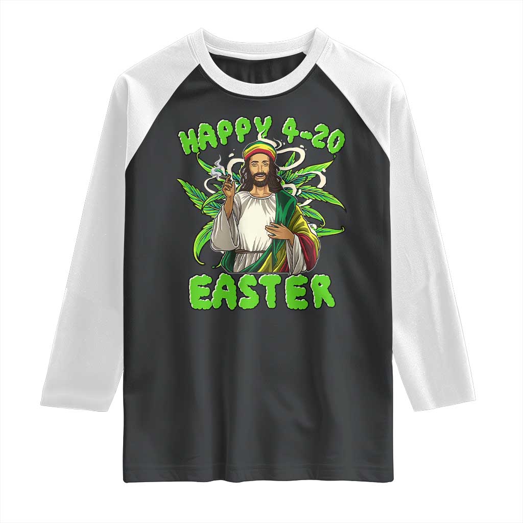 Funny Easter Day Christian Weed Raglan Shirt Happy 420 Easter Jesus Smokes Stoner