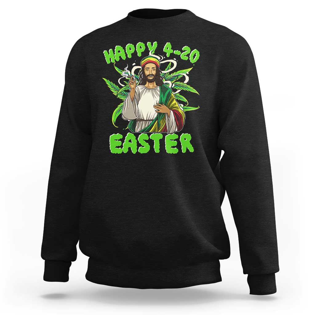Funny Easter Day Christian Weed Sweatshirt Happy 420 Easter Jesus Smokes Stoner