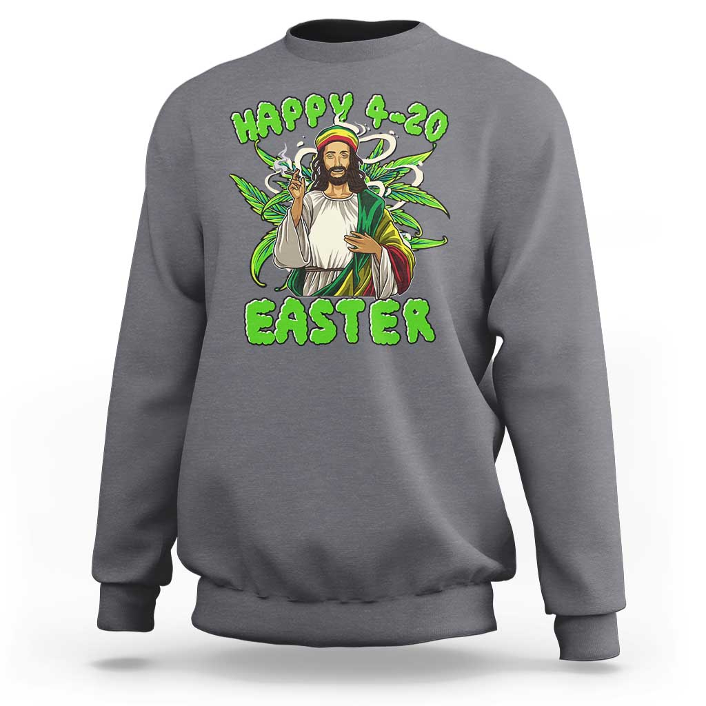 Funny Easter Day Christian Weed Sweatshirt Happy 420 Easter Jesus Smokes Stoner
