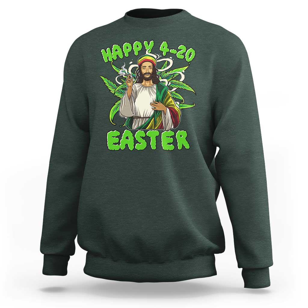 Funny Easter Day Christian Weed Sweatshirt Happy 420 Easter Jesus Smokes Stoner