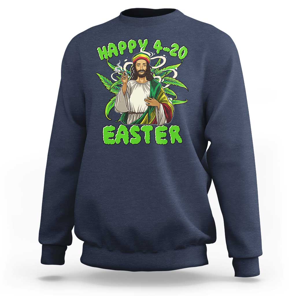 Funny Easter Day Christian Weed Sweatshirt Happy 420 Easter Jesus Smokes Stoner