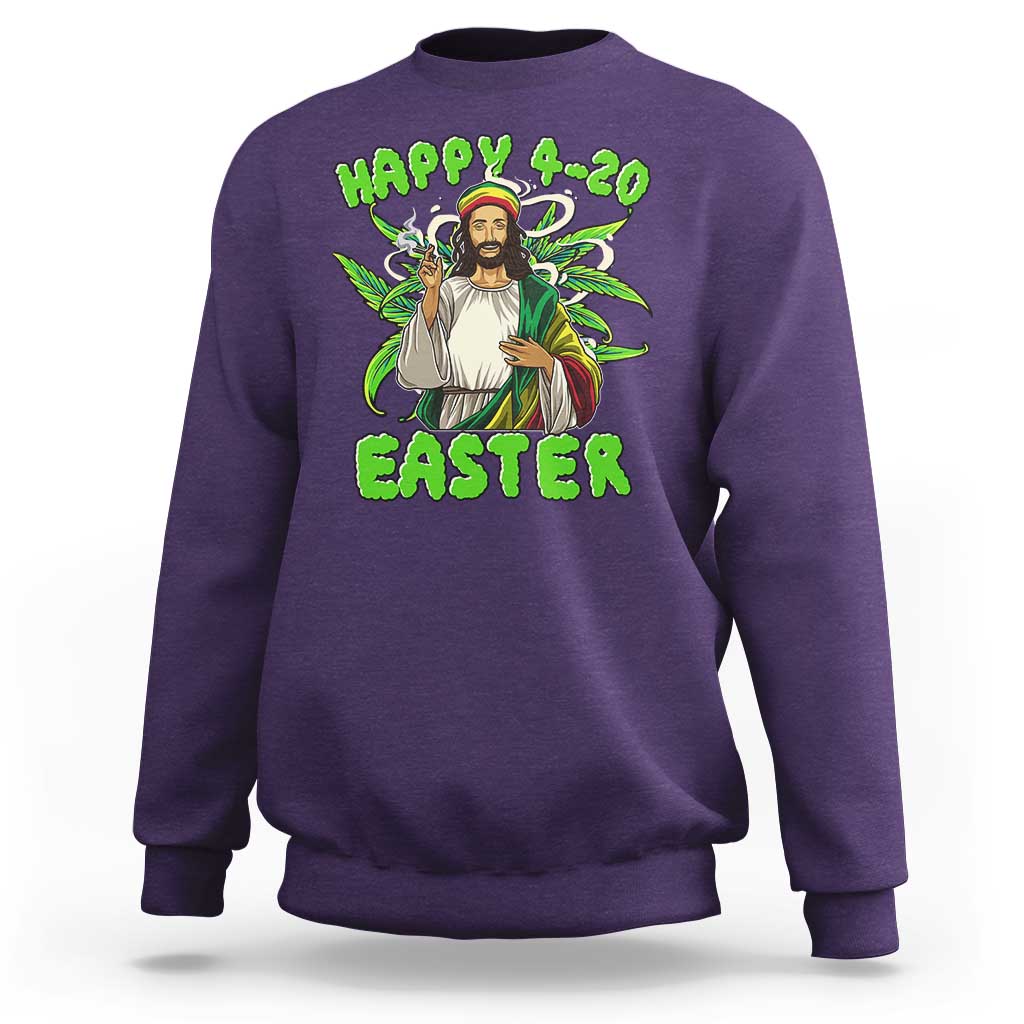 Funny Easter Day Christian Weed Sweatshirt Happy 420 Easter Jesus Smokes Stoner