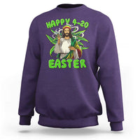 Funny Easter Day Christian Weed Sweatshirt Happy 420 Easter Jesus Smokes Stoner