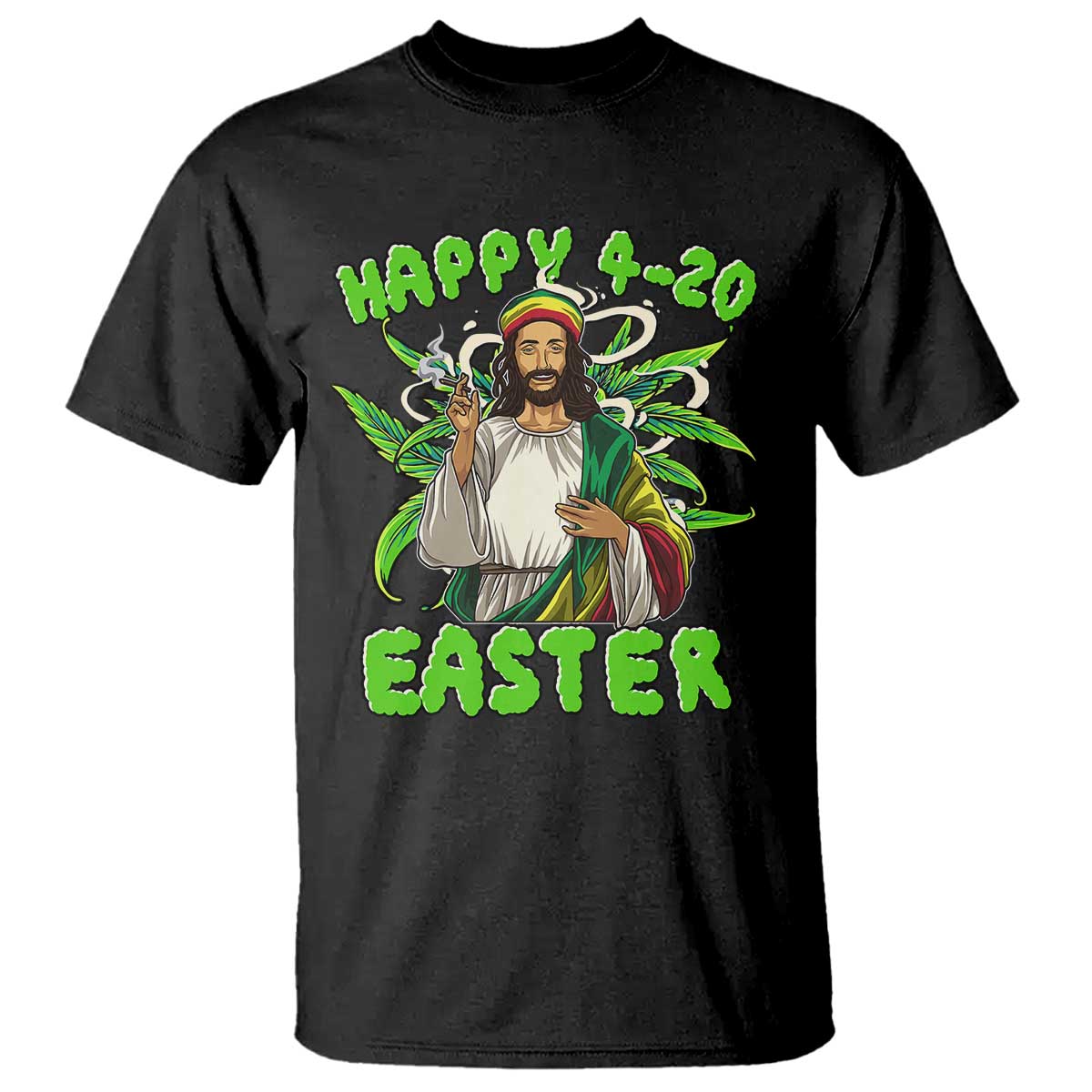 Funny Easter Day Christian Weed T Shirt Happy 420 Easter Jesus Smokes Stoner