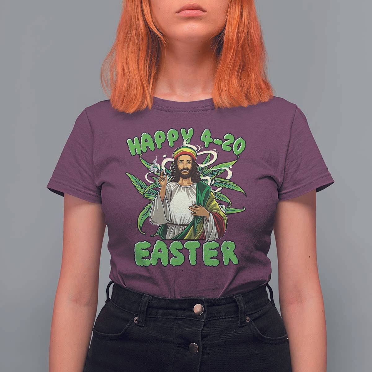 Funny Easter Day Christian Weed T Shirt For Women Happy 420 Easter Jesus Smokes Stoner
