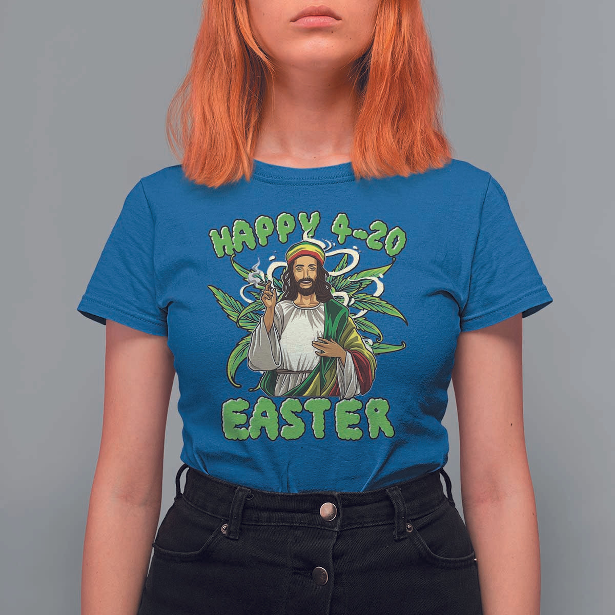 Funny Easter Day Christian Weed T Shirt For Women Happy 420 Easter Jesus Smokes Stoner