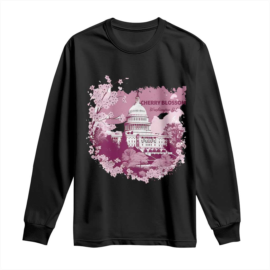 Washington DC Cherry Blossoms Long Sleeve Shirt Capitol Building Sakura