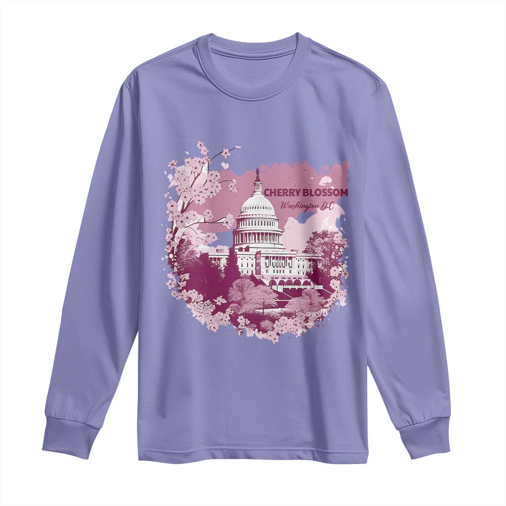 Washington DC Cherry Blossoms Long Sleeve Shirt Capitol Building Sakura