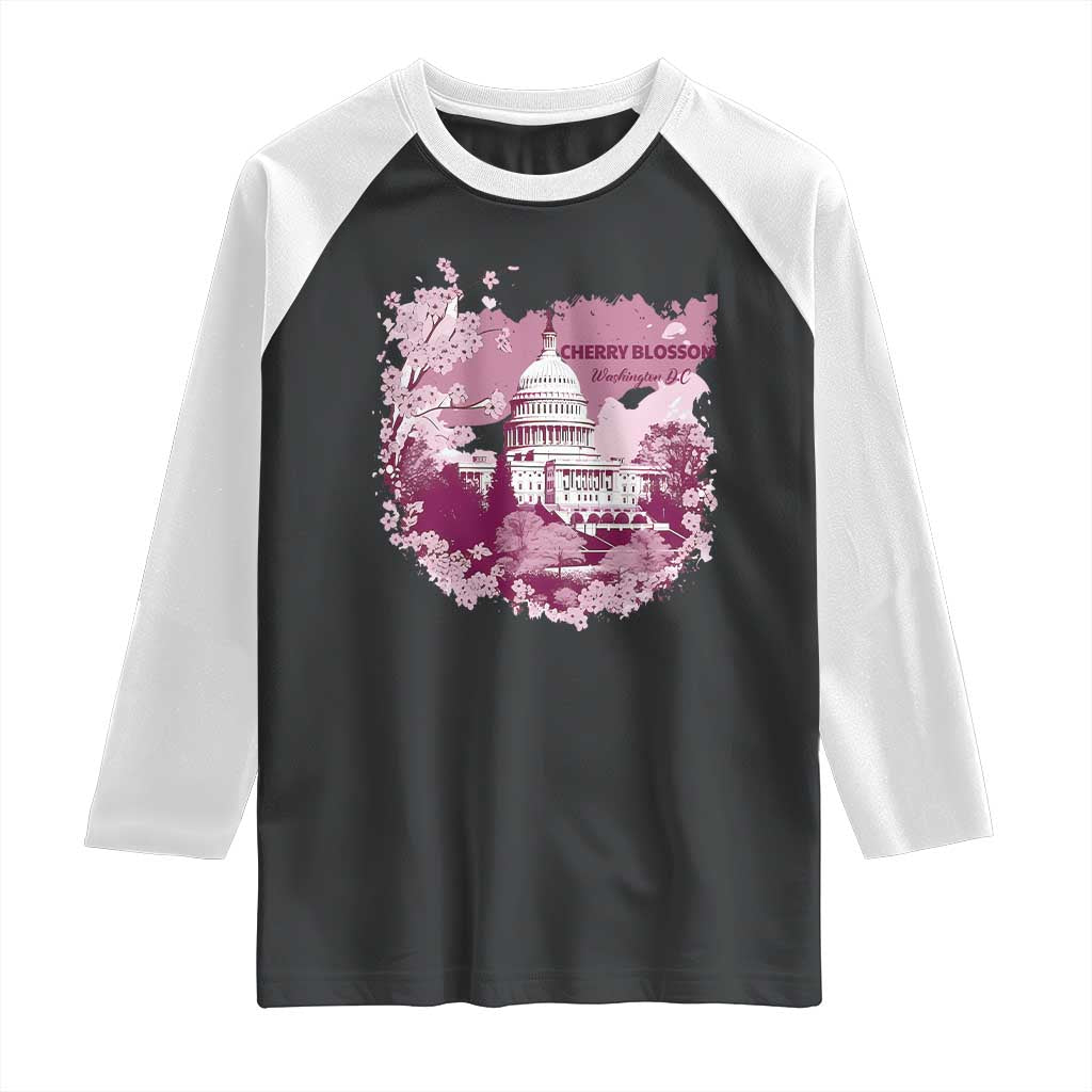 Washington DC Cherry Blossoms Raglan Shirt Capitol Building Sakura