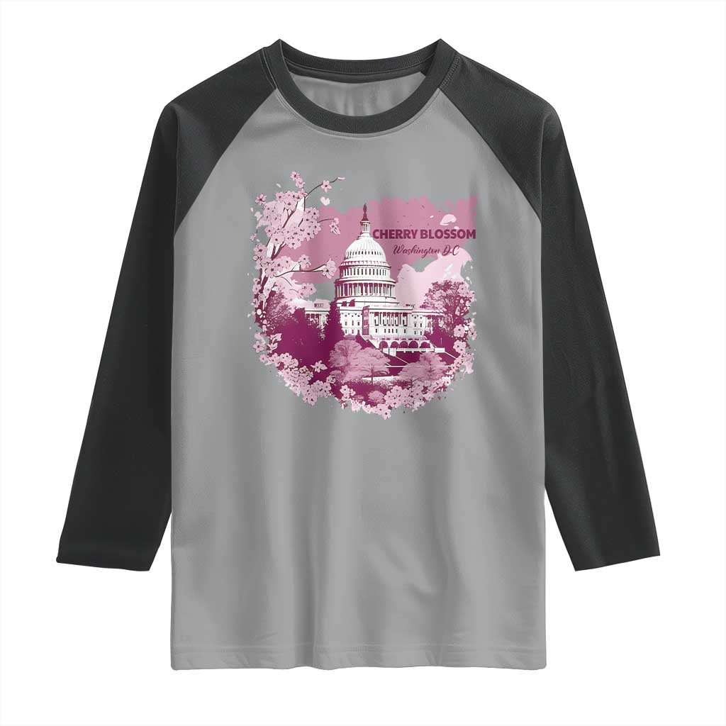 Washington DC Cherry Blossoms Raglan Shirt Capitol Building Sakura