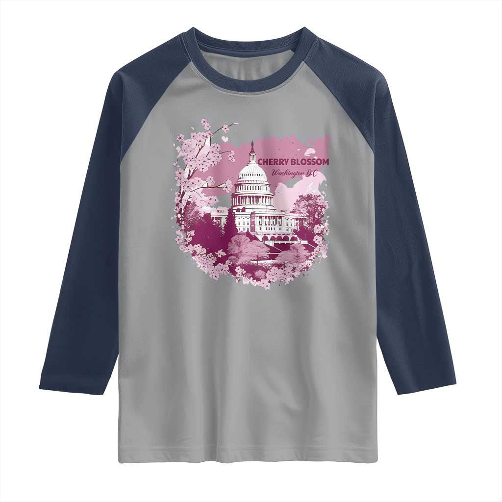 Washington DC Cherry Blossoms Raglan Shirt Capitol Building Sakura