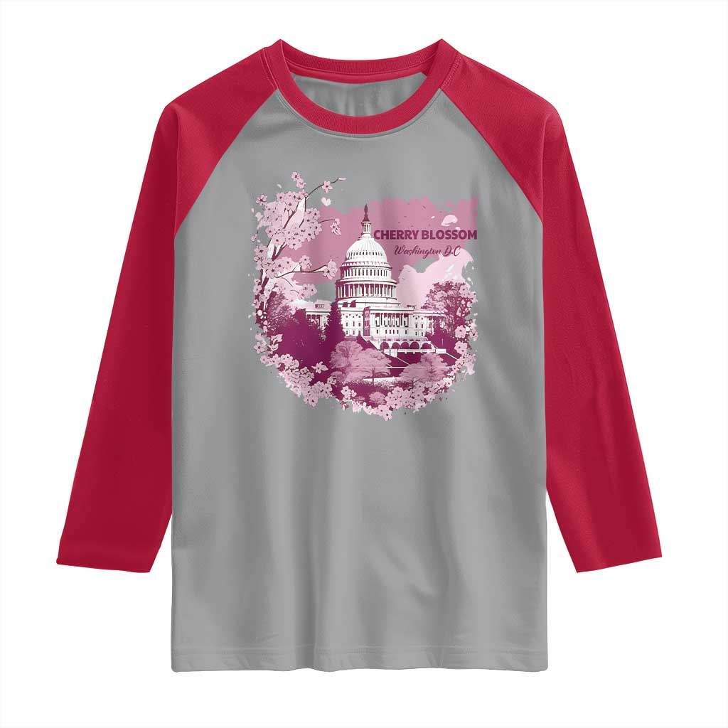 Washington DC Cherry Blossoms Raglan Shirt Capitol Building Sakura