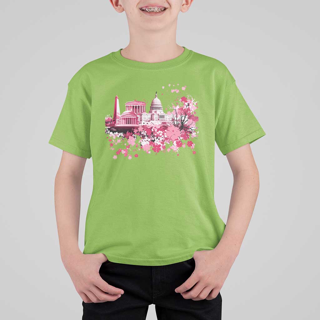 Washington DC Cherry Blossoms T Shirt For Kid Capitol Building Monuments Memorials Sakura TS11