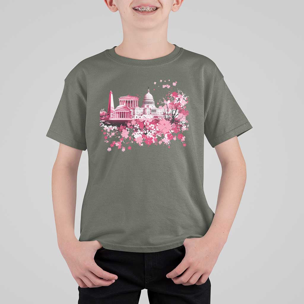 Washington DC Cherry Blossoms T Shirt For Kid Capitol Building Monuments Memorials Sakura TS11