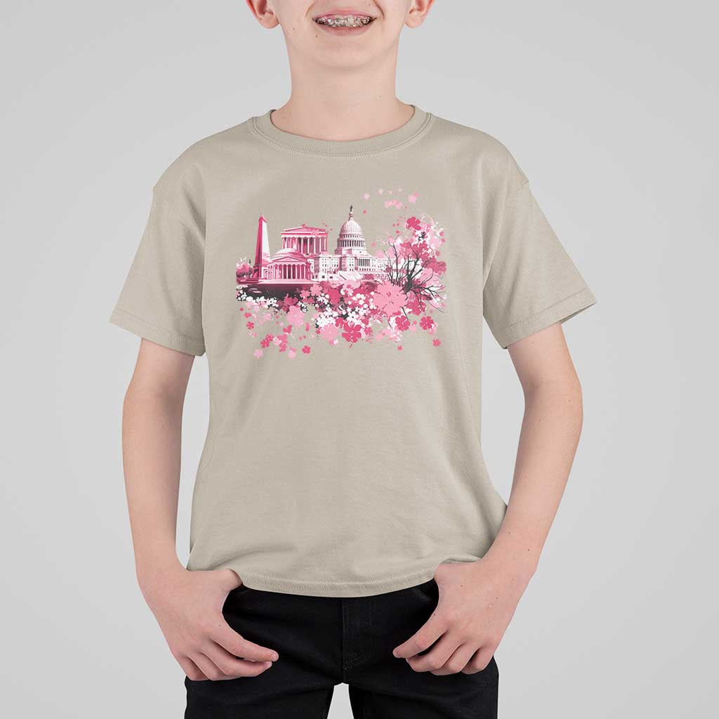 Washington DC Cherry Blossoms T Shirt For Kid Capitol Building Monuments Memorials Sakura