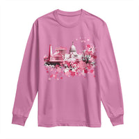 Washington DC Cherry Blossoms Long Sleeve Shirt Capitol Building Monuments Memorials Sakura TS11