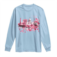 Washington DC Cherry Blossoms Long Sleeve Shirt Capitol Building Monuments Memorials Sakura