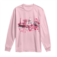 Washington DC Cherry Blossoms Long Sleeve Shirt Capitol Building Monuments Memorials Sakura