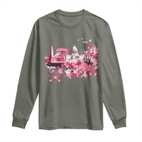 Washington DC Cherry Blossoms Long Sleeve Shirt Capitol Building Monuments Memorials Sakura TS11
