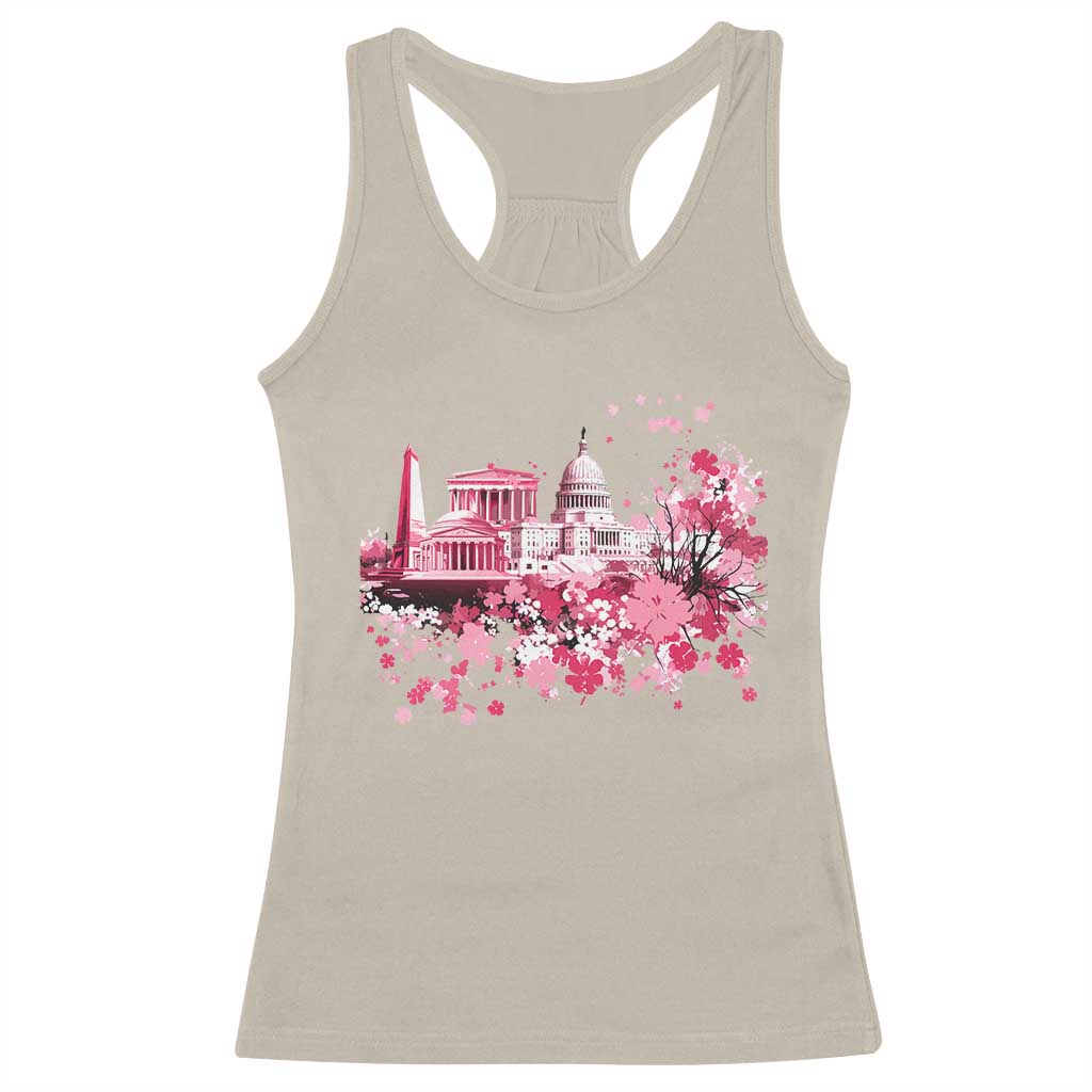 Washington DC Cherry Blossoms Racerback Tank Top Capitol Building Monuments Memorials Sakura