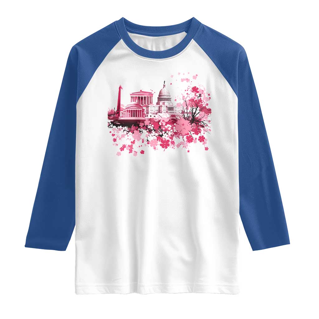 Washington DC Cherry Blossoms Raglan Shirt Capitol Building Monuments Memorials Sakura