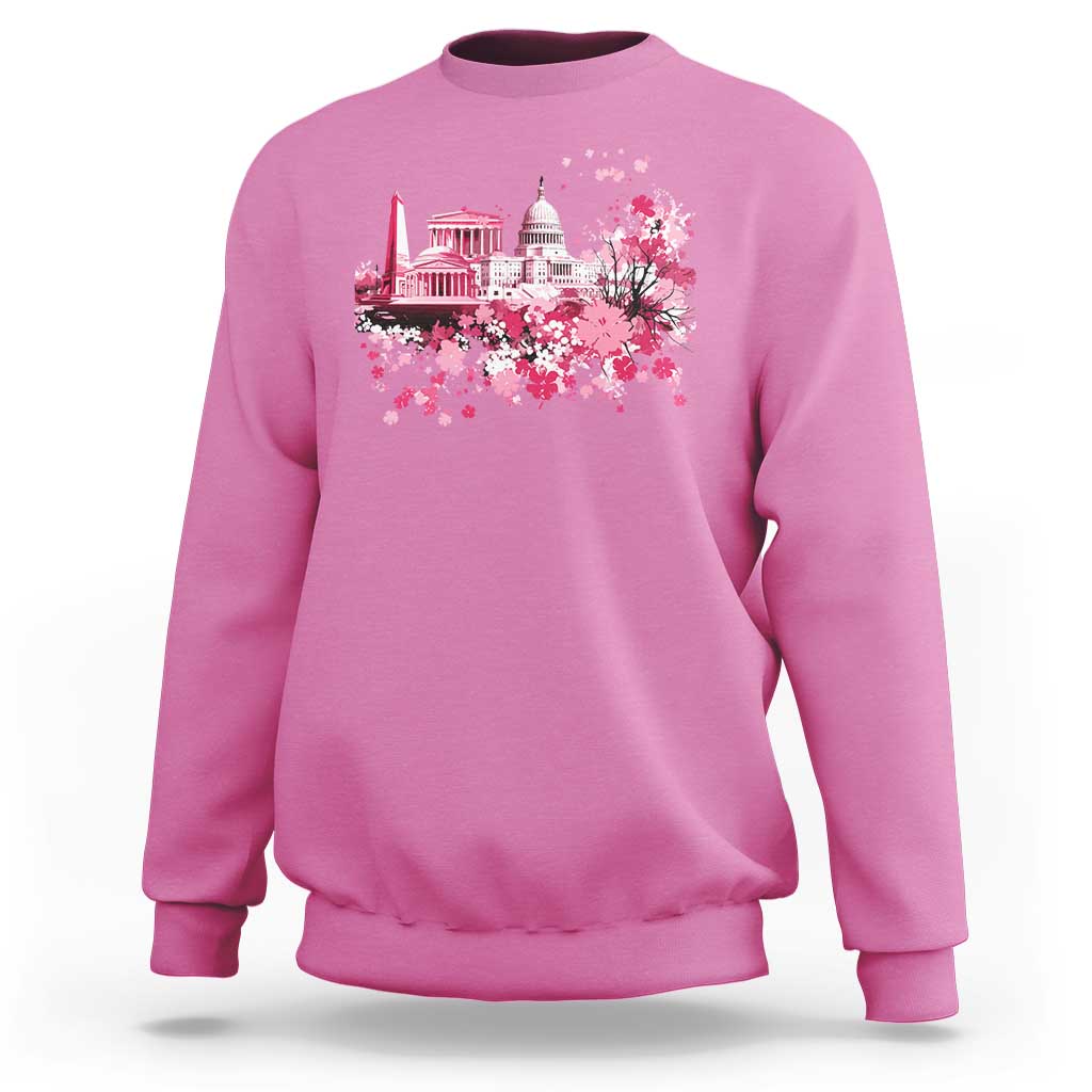 Washington DC Cherry Blossoms Sweatshirt Capitol Building Monuments Memorials Sakura TS11