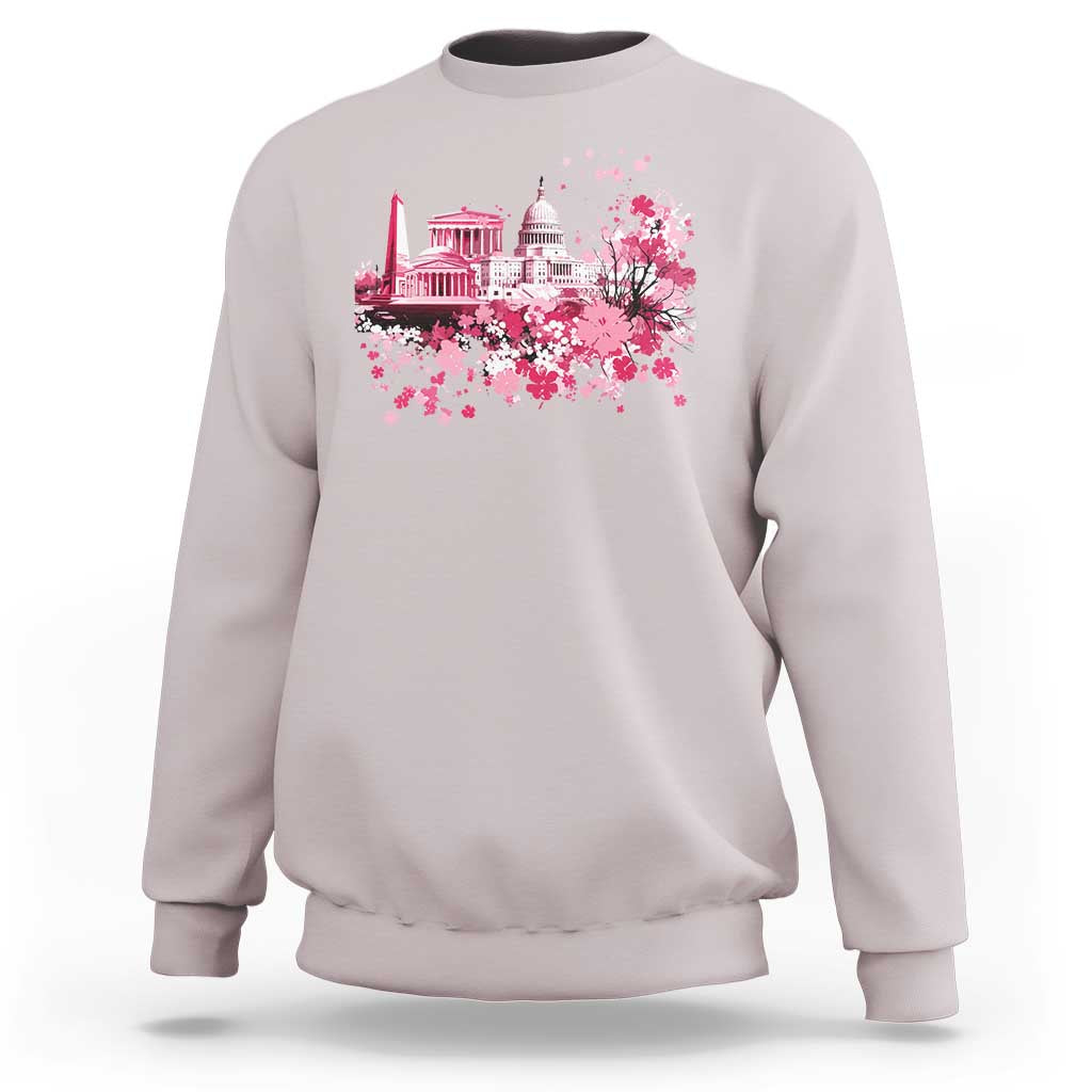 Washington DC Cherry Blossoms Sweatshirt Capitol Building Monuments Memorials Sakura