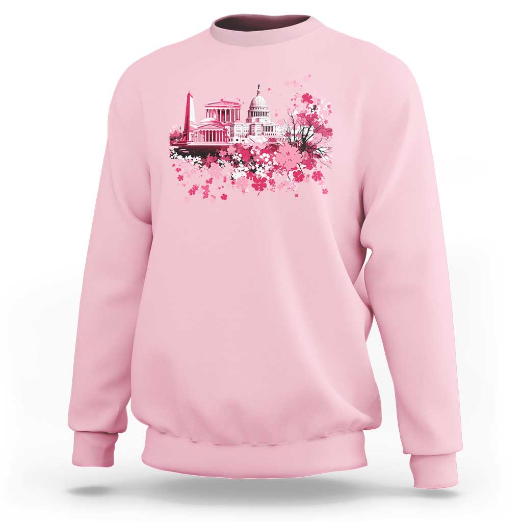 Washington DC Cherry Blossoms Sweatshirt Capitol Building Monuments Memorials Sakura