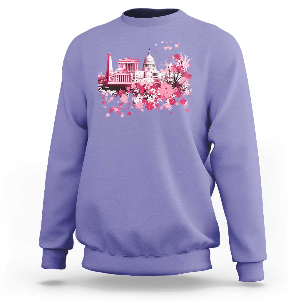 Washington DC Cherry Blossoms Sweatshirt Capitol Building Monuments Memorials Sakura