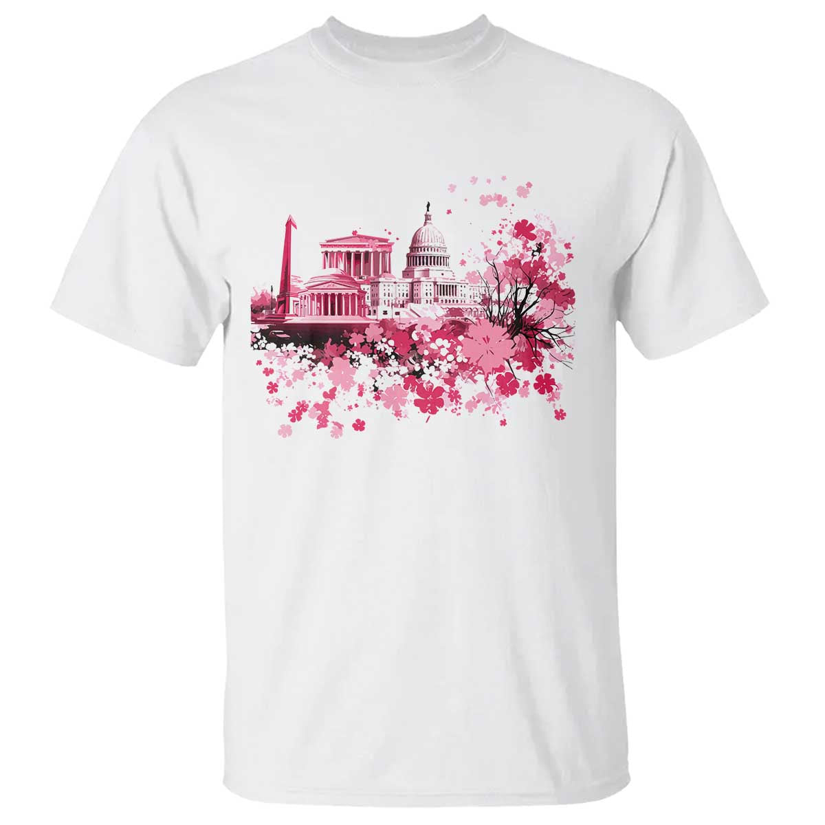 Washington DC Cherry Blossoms T Shirt Capitol Building Monuments Memorials Sakura