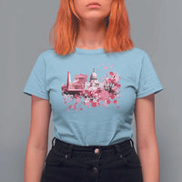Washington DC Cherry Blossoms T Shirt For Women Capitol Building Monuments Memorials Sakura