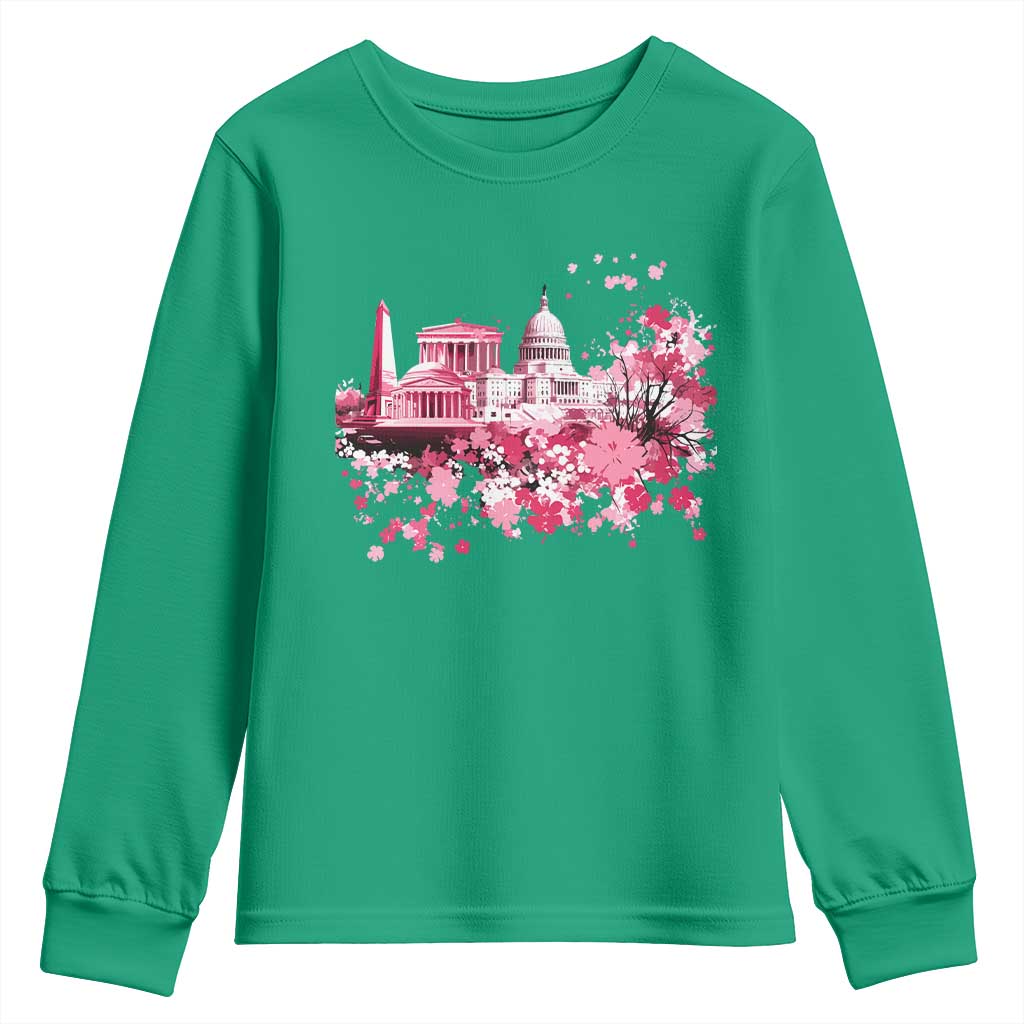 Washington DC Cherry Blossoms Youth Sweatshirt Capitol Building Monuments Memorials Sakura