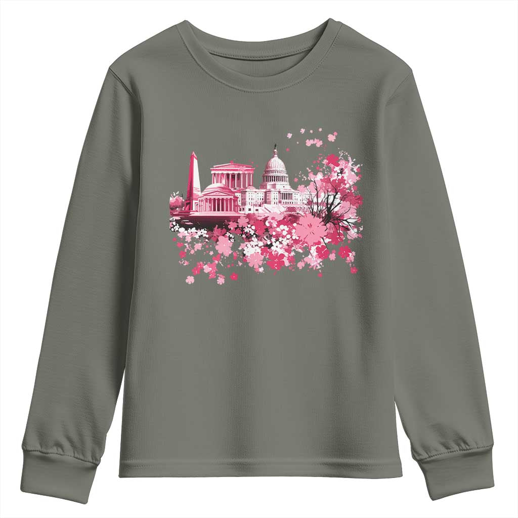 Washington DC Cherry Blossoms Youth Sweatshirt Capitol Building Monuments Memorials Sakura TS11