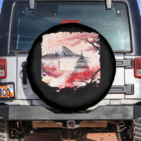 Washington DC Cherry Blossoms Monuments Memorials Spare Tire Cover Japanese Art Style Mount Fuji Sakura