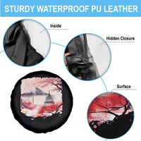 Washington DC Cherry Blossoms Monuments Memorials Spare Tire Cover Japanese Art Style Mount Fuji Sakura