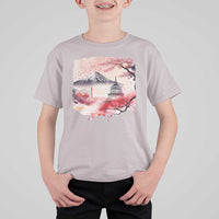 Washington DC Cherry Blossoms Monuments Memorials T Shirt For Kid Japanese Art Style Mount Fuji Sakura
