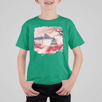 Washington DC Cherry Blossoms Monuments Memorials T Shirt For Kid Japanese Art Style Mount Fuji Sakura