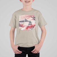 Washington DC Cherry Blossoms Monuments Memorials T Shirt For Kid Japanese Art Style Mount Fuji Sakura