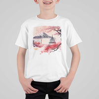 Washington DC Cherry Blossoms Monuments Memorials T Shirt For Kid Japanese Art Style Mount Fuji Sakura