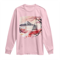 Washington DC Cherry Blossoms Monuments Memorials Long Sleeve Shirt Japanese Art Style Mount Fuji Sakura