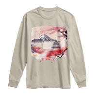 Washington DC Cherry Blossoms Monuments Memorials Long Sleeve Shirt Japanese Art Style Mount Fuji Sakura