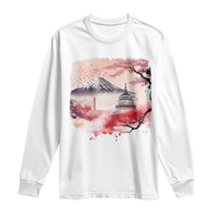 Washington DC Cherry Blossoms Monuments Memorials Long Sleeve Shirt Japanese Art Style Mount Fuji Sakura