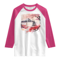 Washington DC Cherry Blossoms Monuments Memorials Raglan Shirt Japanese Art Style Mount Fuji Sakura