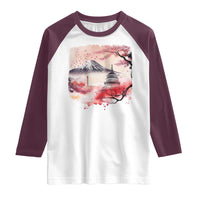 Washington DC Cherry Blossoms Monuments Memorials Raglan Shirt Japanese Art Style Mount Fuji Sakura