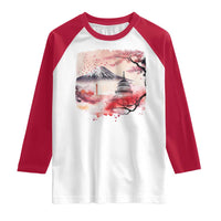 Washington DC Cherry Blossoms Monuments Memorials Raglan Shirt Japanese Art Style Mount Fuji Sakura