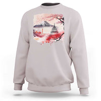 Washington DC Cherry Blossoms Monuments Memorials Sweatshirt Japanese Art Style Mount Fuji Sakura