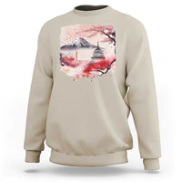 Washington DC Cherry Blossoms Monuments Memorials Sweatshirt Japanese Art Style Mount Fuji Sakura
