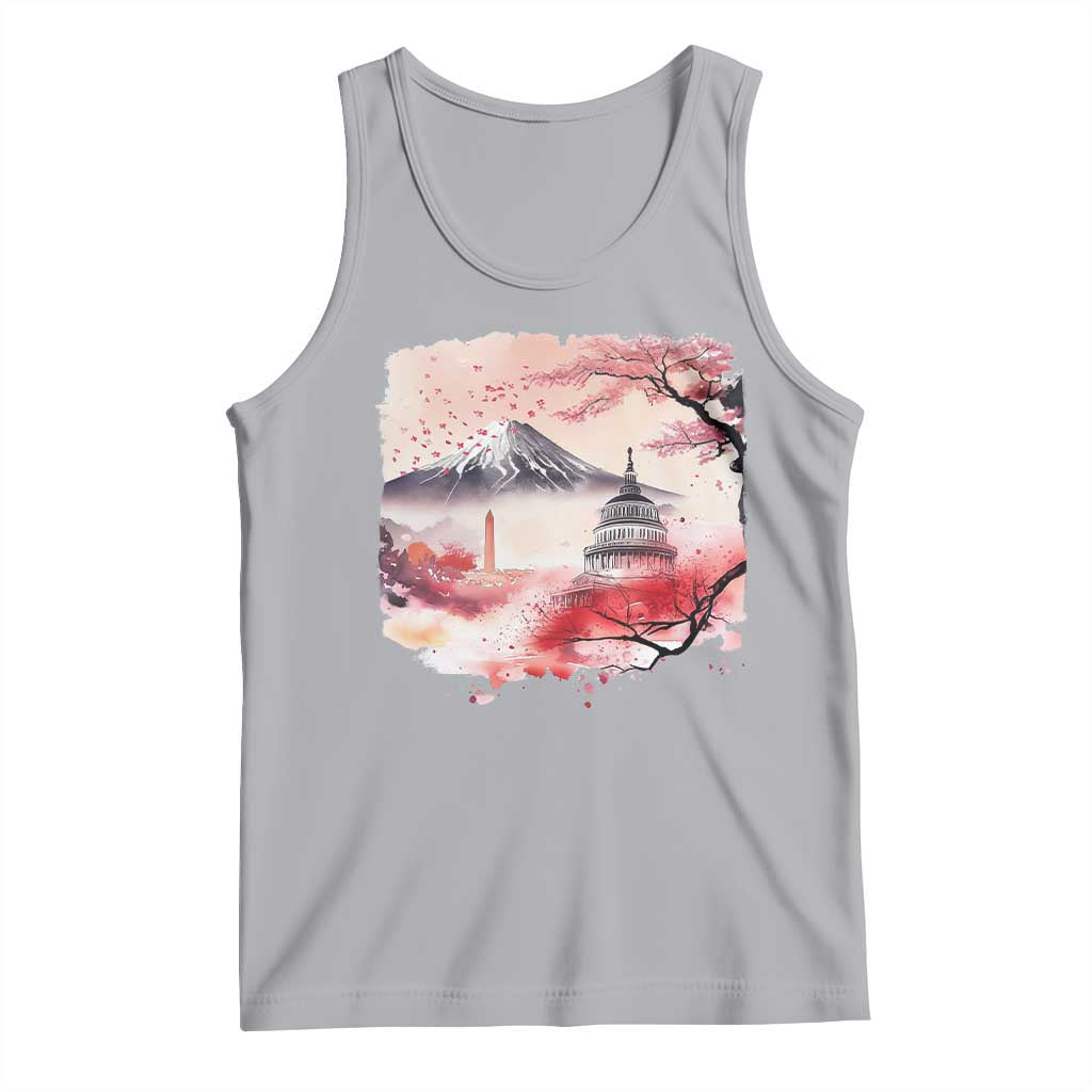 Washington DC Cherry Blossoms Monuments Memorials Tank Top Japanese Art Style Mount Fuji Sakura